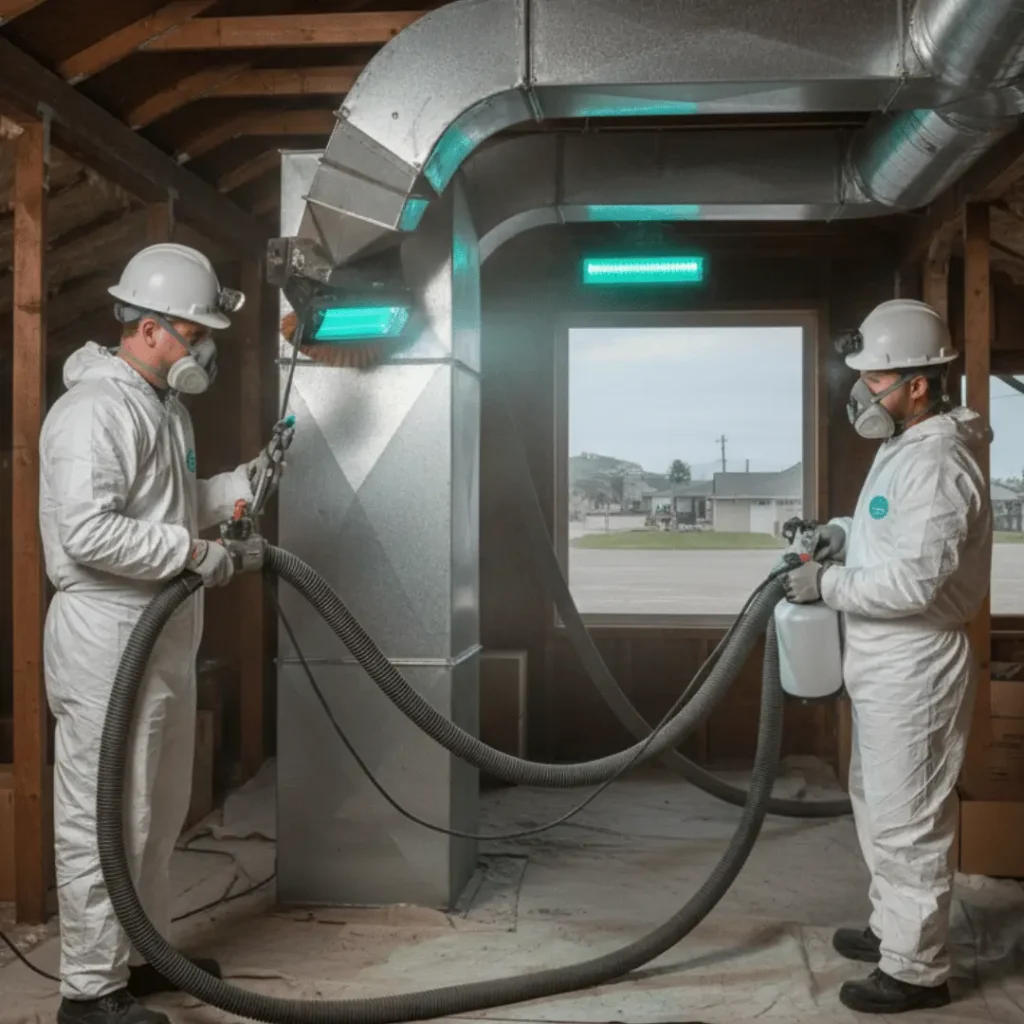Air duct sanitizing service performed by Go Air Ducts technicians