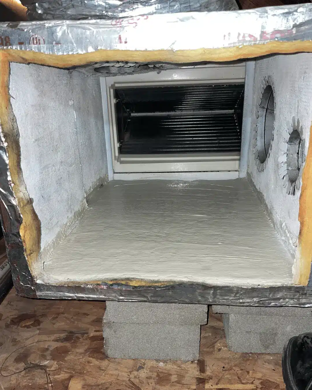 Clean duct box interior after sealing