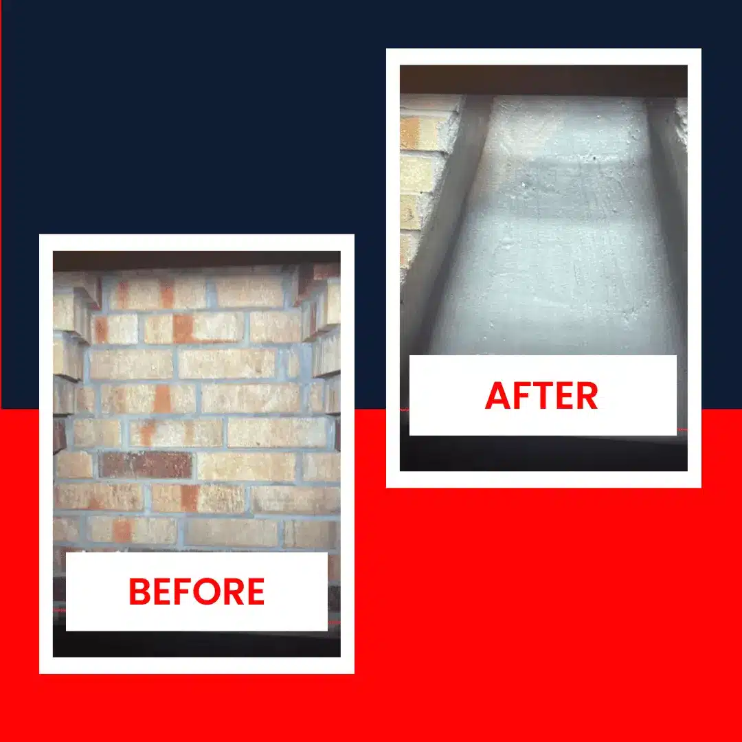 Before and after smoke chamber repair showing sealed and smoothed chamber surface